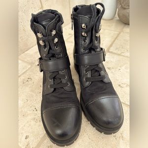 Prada Black Leather Lace Up Boot Sz 8.5 Reg $900